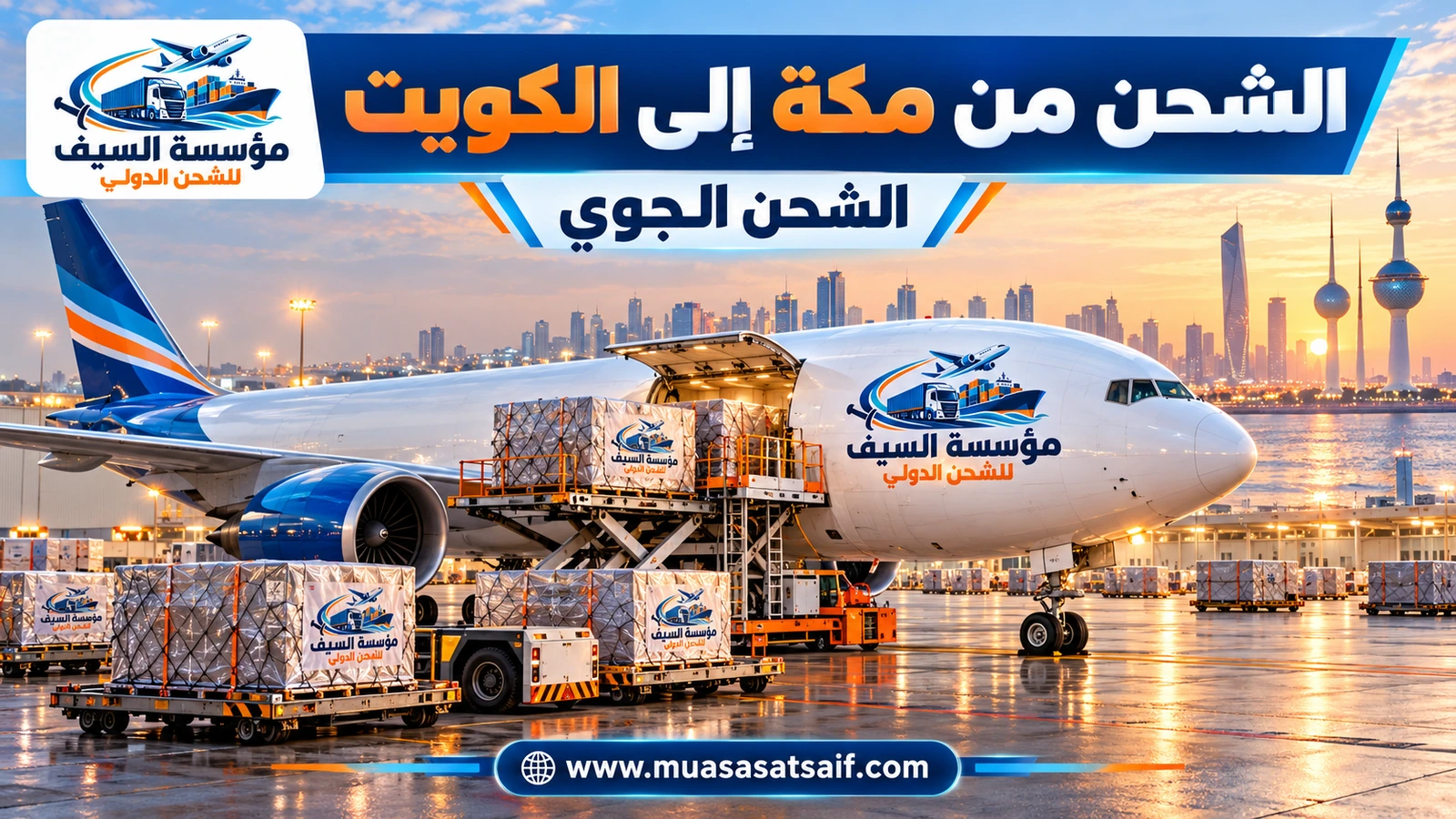 شحن جوي من مكة عبر مطار جدة إلى مطار الكويت الدولي — مؤسسة السيف
