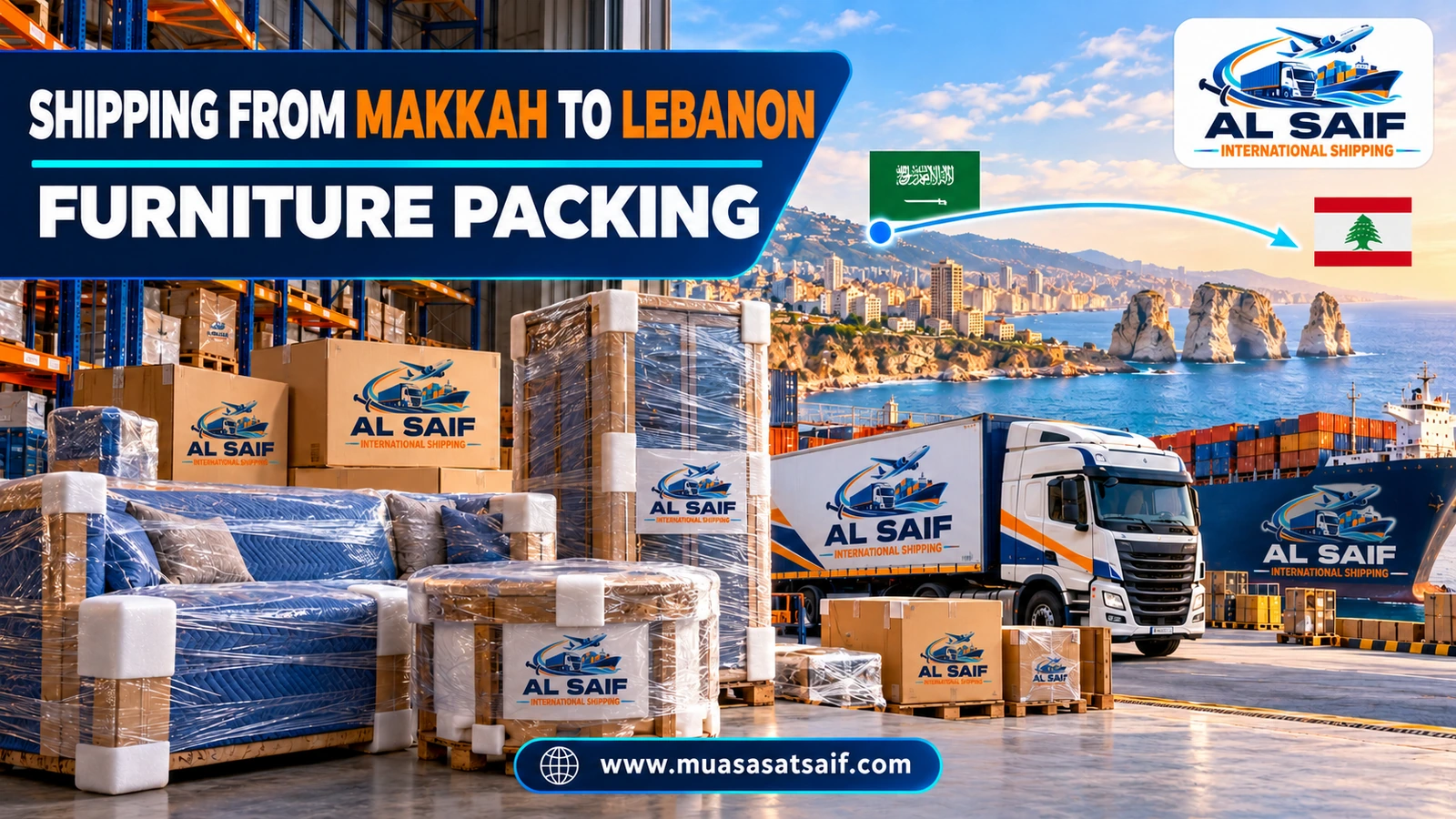 Packing a flat’s furniture in Al Aziziyah, Makkah, before shipping to Lebanon — Al Saif