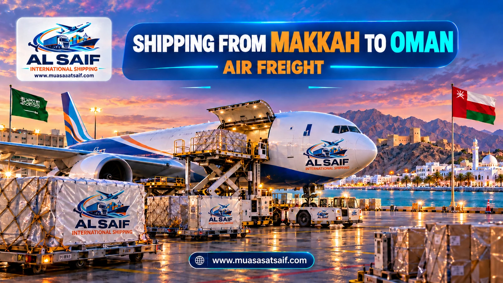 Air freight from Makkah via Jeddah airport to Muscat International Airport — Al Saif