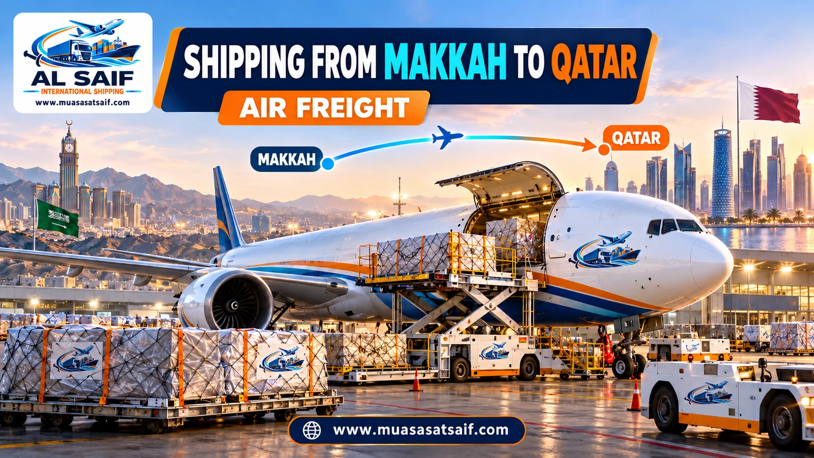 Air freight from Makkah via Jeddah airport to Doha — Al Saif