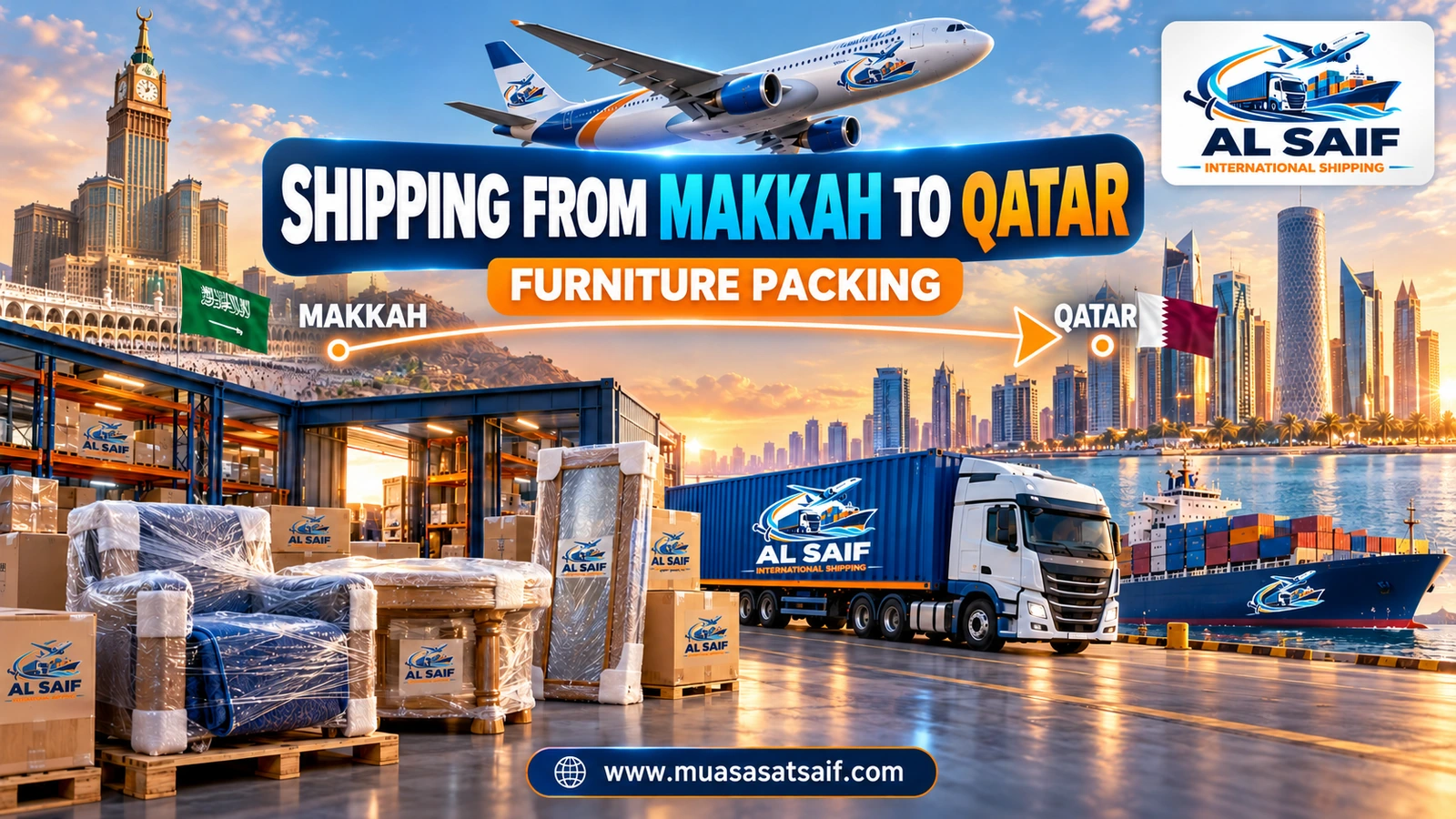 Packing furniture in Makkah before shipping to Qatar — Al Saif