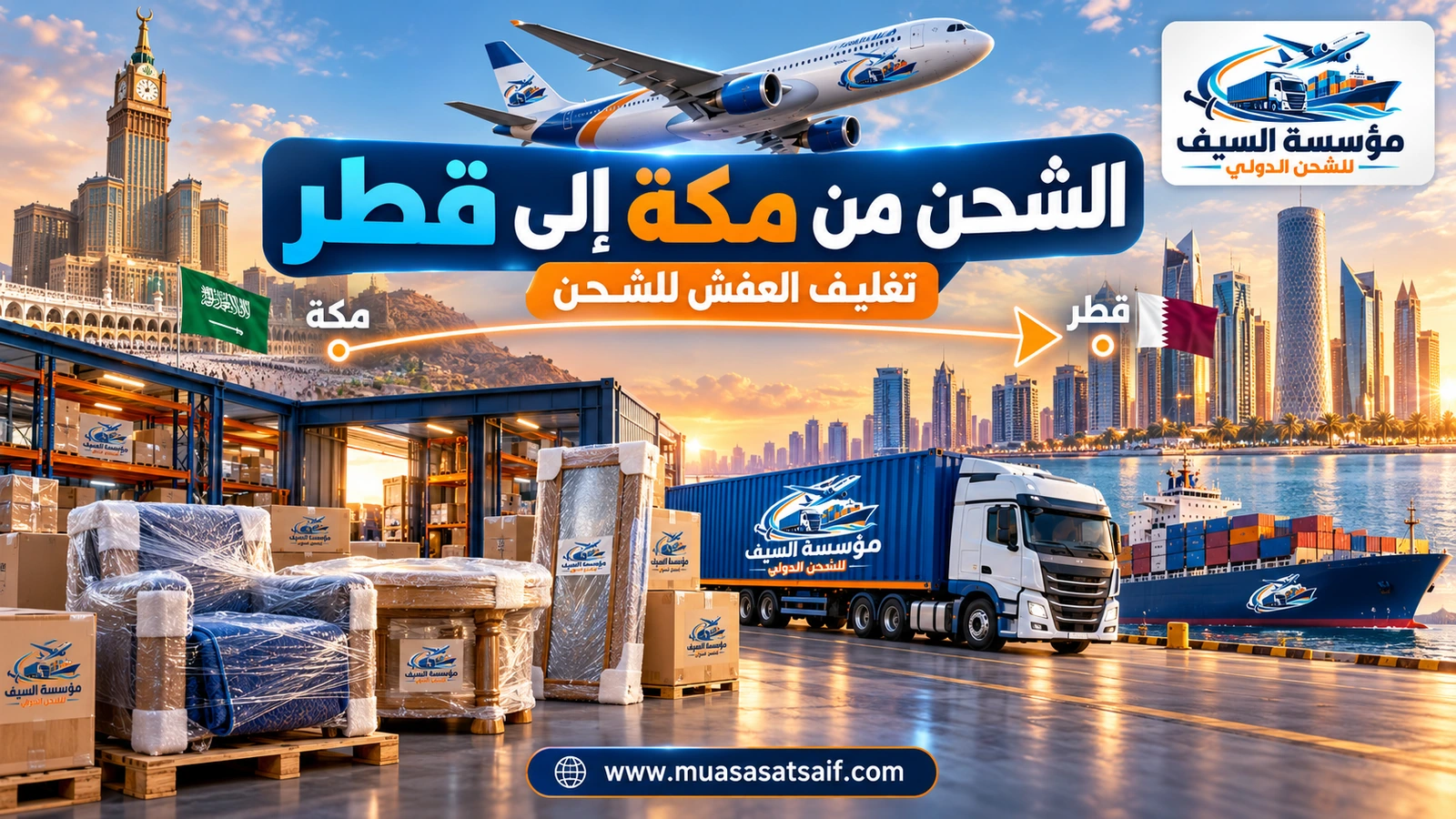 تغليف الأثاث في مكة قبل الشحن إلى قطر — مؤسسة السيف