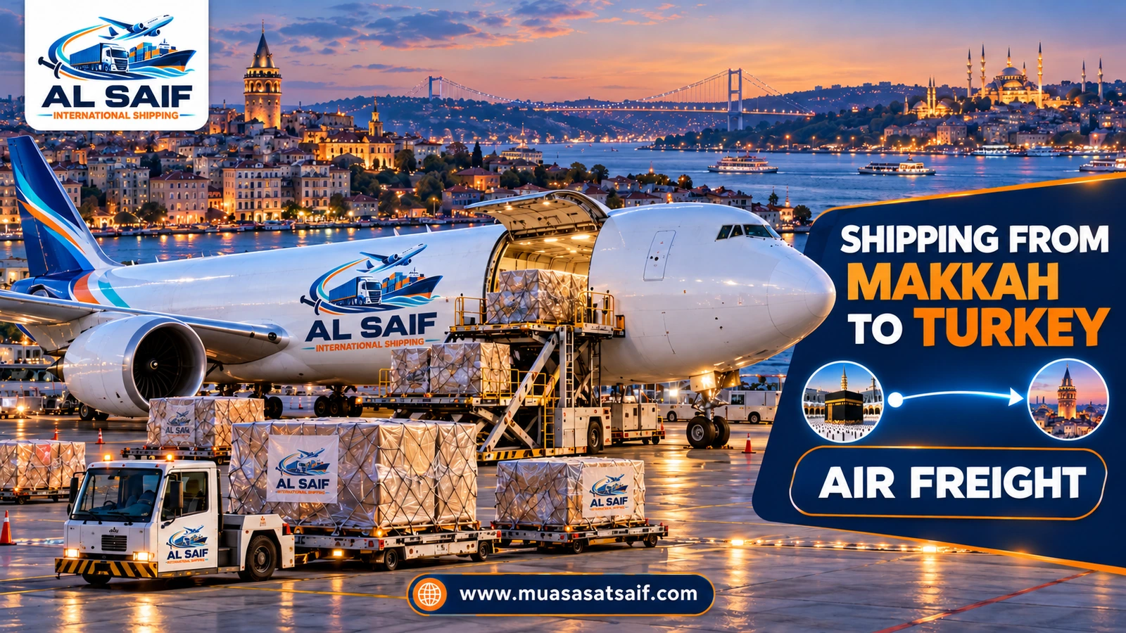Air freight from Makkah via King Abdulaziz Airport to Istanbul Airport — Al Saif
