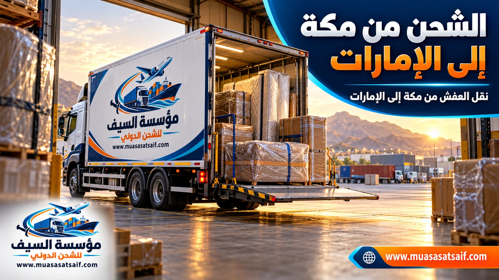 نقل الأثاث من مكة المكرمة إلى الإمارات — مؤسسة السيف