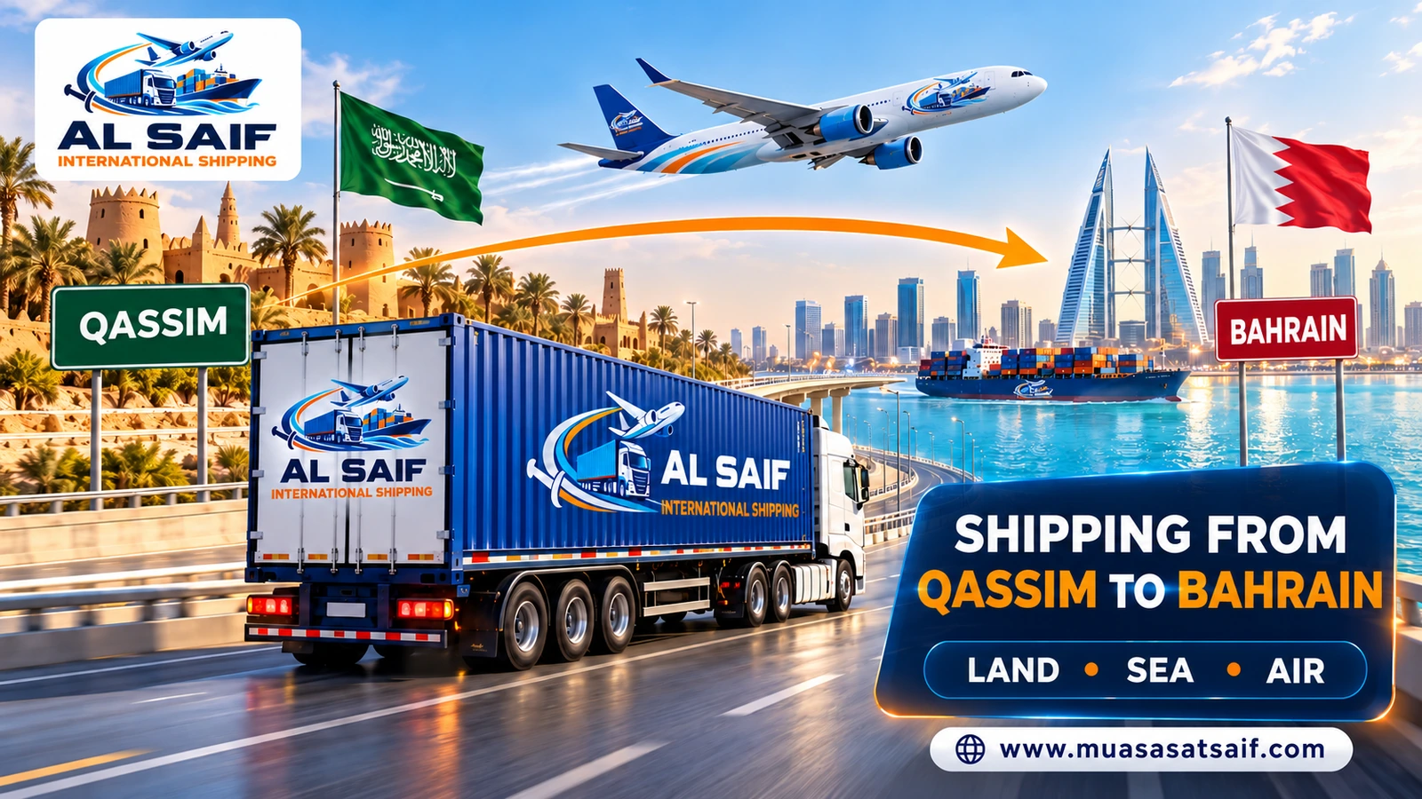 Shipping Company from Qassim to Bahrain | Furniture, Cargo & Car Shipping to Manama
