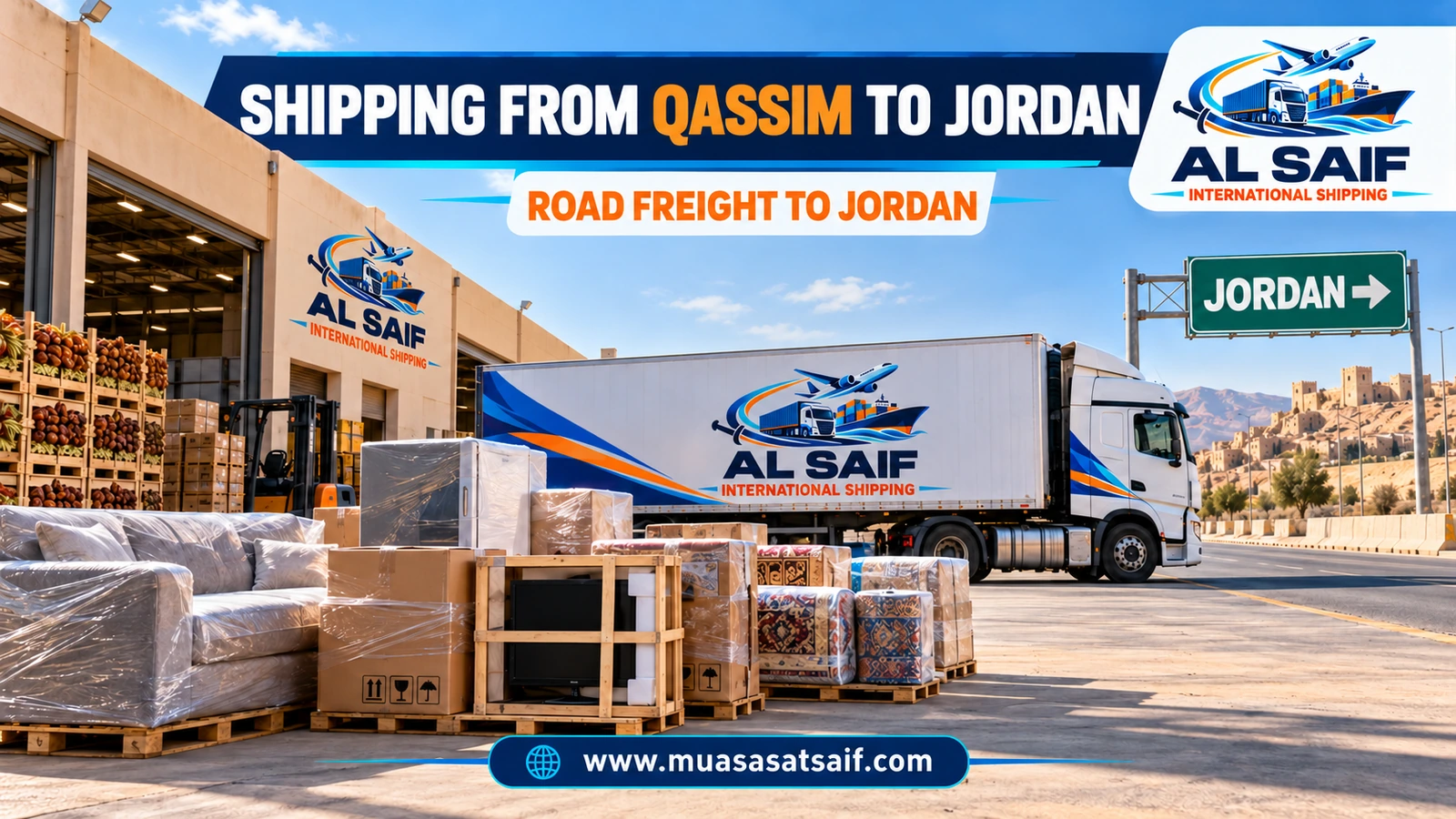 Shipping Company from Qassim to Jordan | Home Furniture Moving & Car Shipping to Amman via Al Haditha