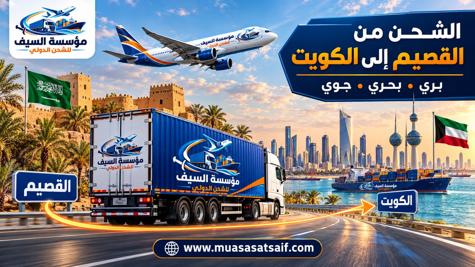 شركة شحن من القصيم الي الكويت | ترحيل أثاث وتخليص جمركي وشحن سيارات عبر حفر الباطن