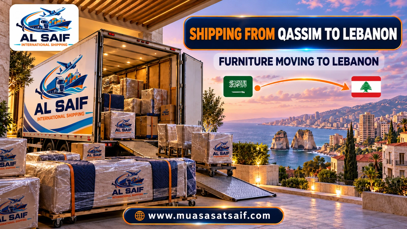 Loading furniture from Qassim onto a truck bound for Lebanon — Al Saif