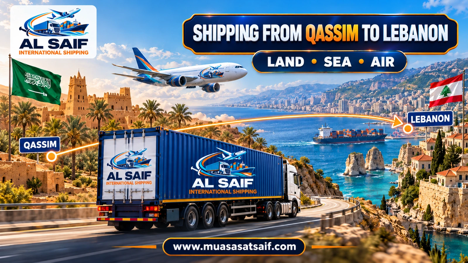 Shipping Company from Qassim to Lebanon | Home Moving, Cargo & Car Shipping to Beirut via Jordan