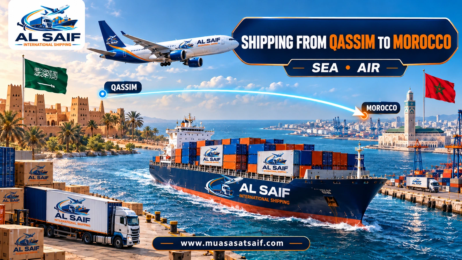 Shipping Company from Qassim to Morocco | Container Furniture Moving & Car Shipping to Casablanca and Tangier
