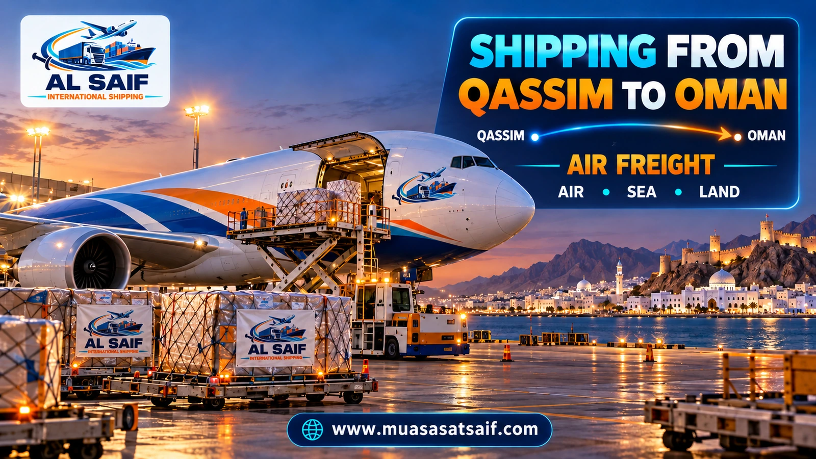Air freight from Qassim to Muscat International Airport — Al Saif