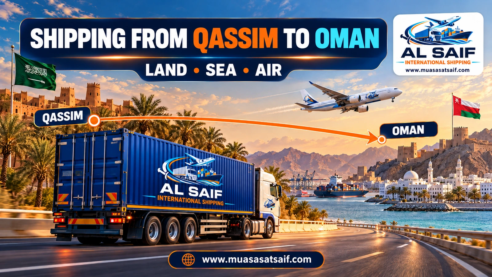 Shipping Company from Qassim to Oman | Household Moving & Car Shipping to Muscat