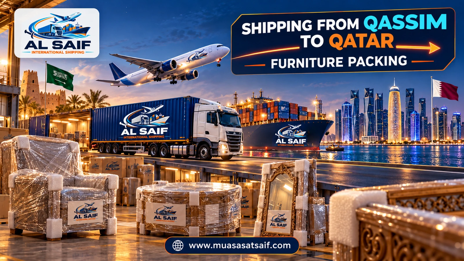Packing villa furniture in Buraidah before moving to Qatar — Al Saif