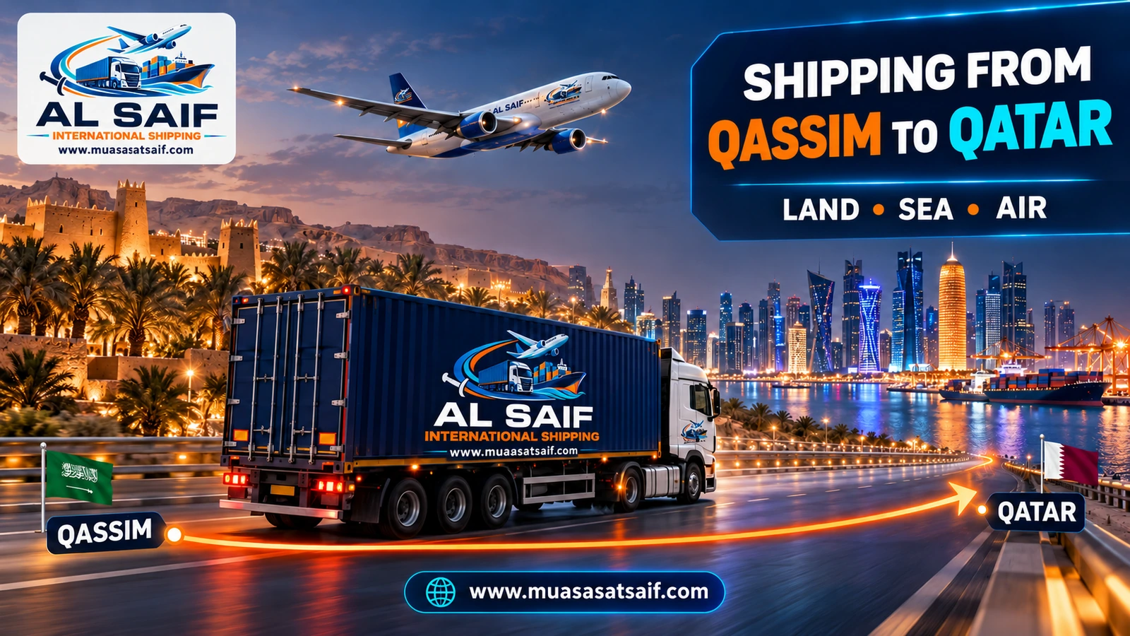 Shipping Company from Qassim to Qatar | Road Freight, Car Shipping & Dates to Doha