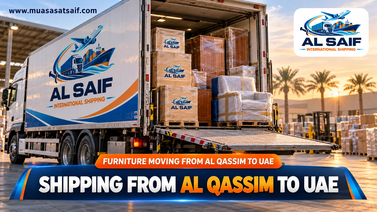 Moving furniture from Qassim to the UAE — Al Saif