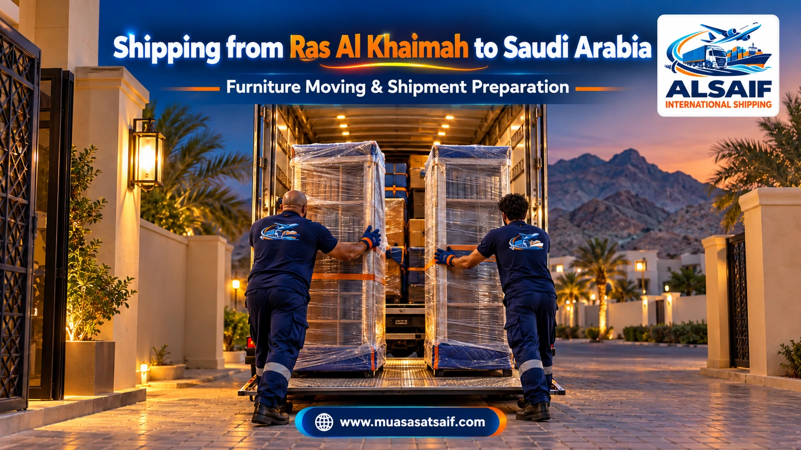 Moving furniture from Ras Al Khaimah to Saudi Arabia in a closed truck — Al Saif