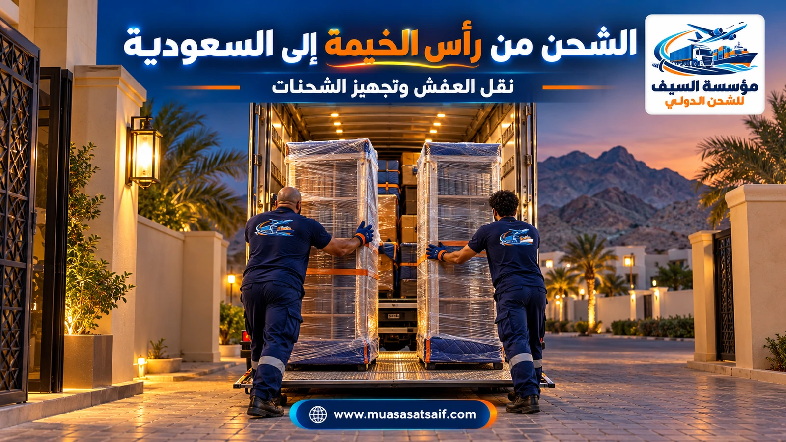 نقل الأثاث من رأس الخيمة إلى السعودية بشاحنة مغلقة — مؤسسة السيف