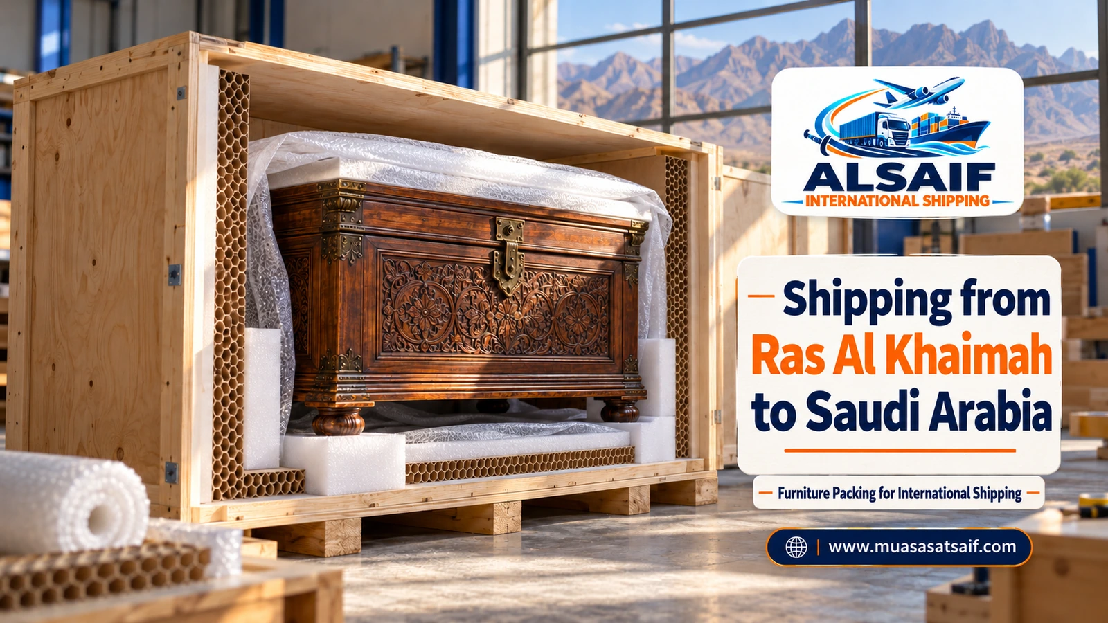 Packing villa furniture before shipping from Ras Al Khaimah to Saudi Arabia — Al Saif