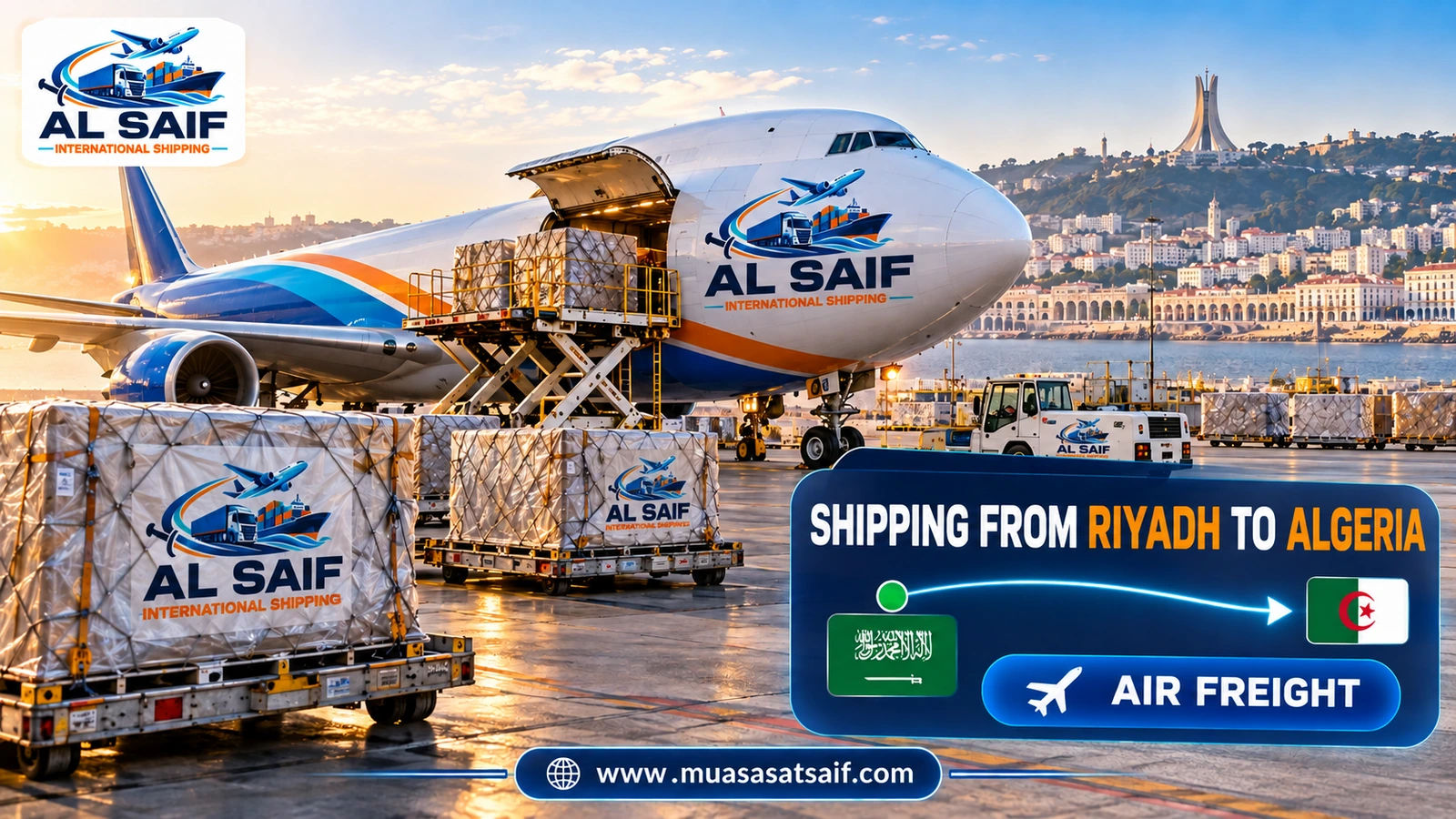 Air freight from King Khalid Airport in Riyadh to Houari Boumediene Airport — Al Saif