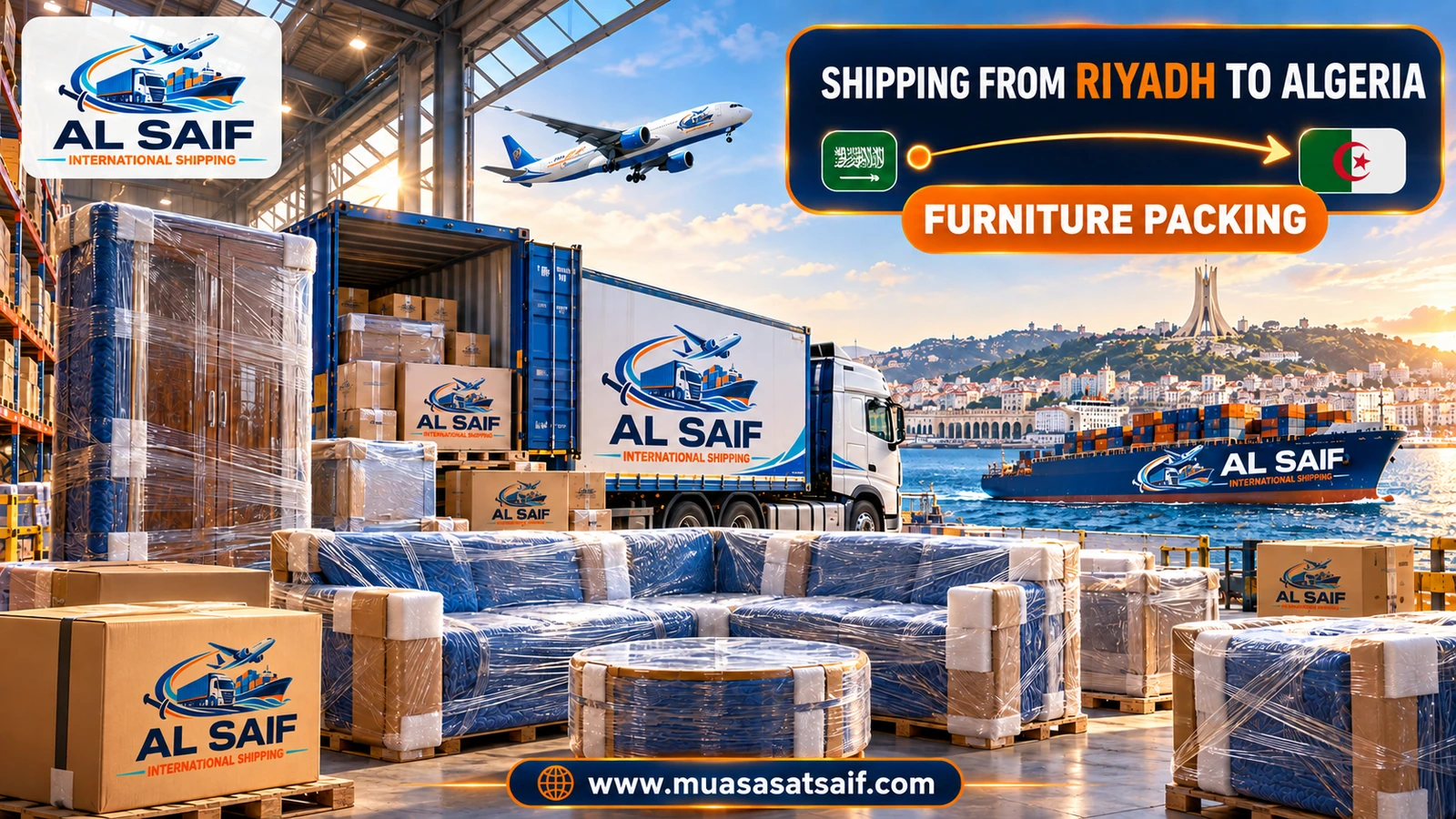 Packing household furniture in Riyadh before shipping to Algeria — Al Saif