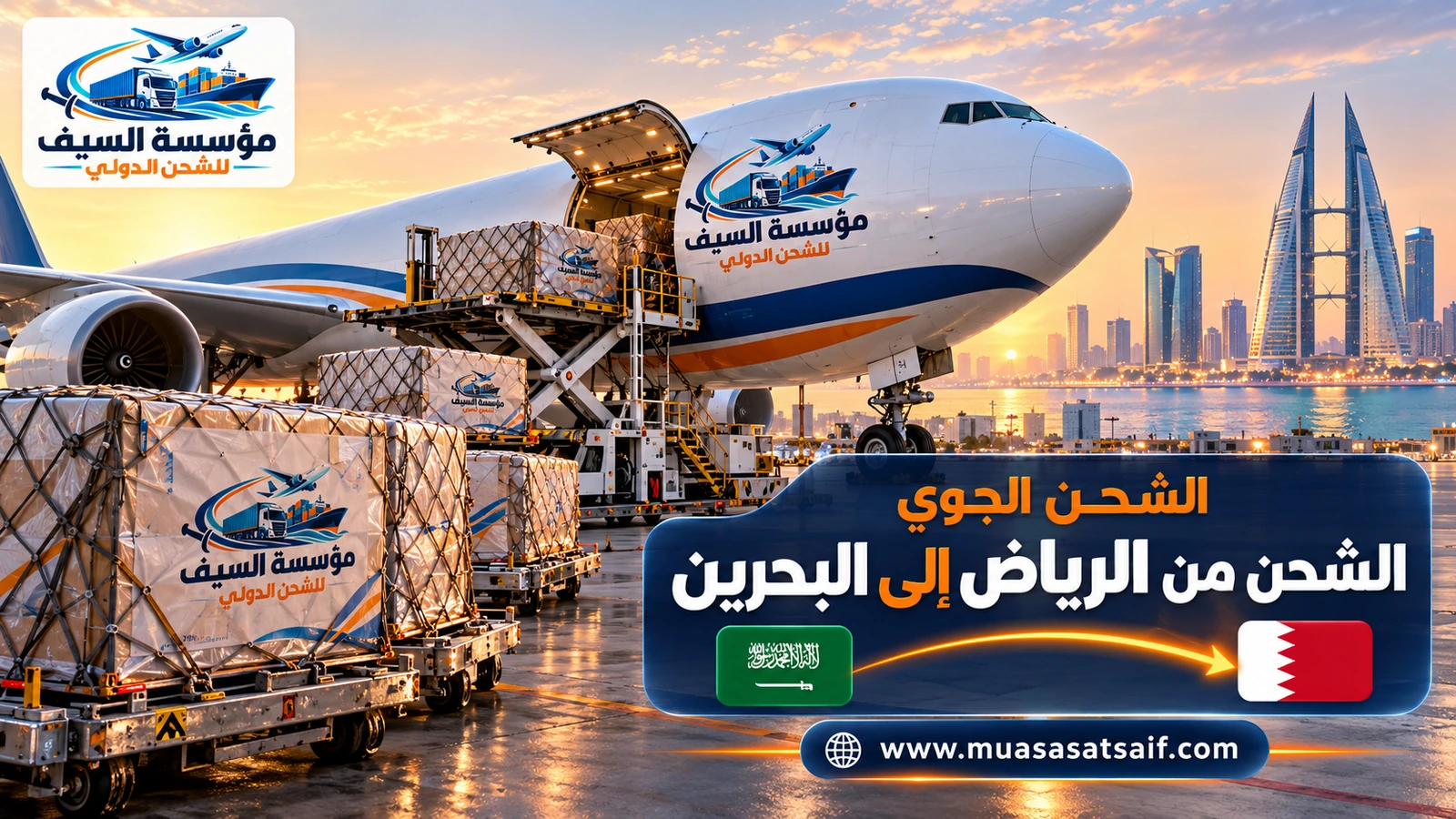 الشحن الجوي من مطار الملك خالد بالرياض إلى البحرين — مؤسسة السيف
