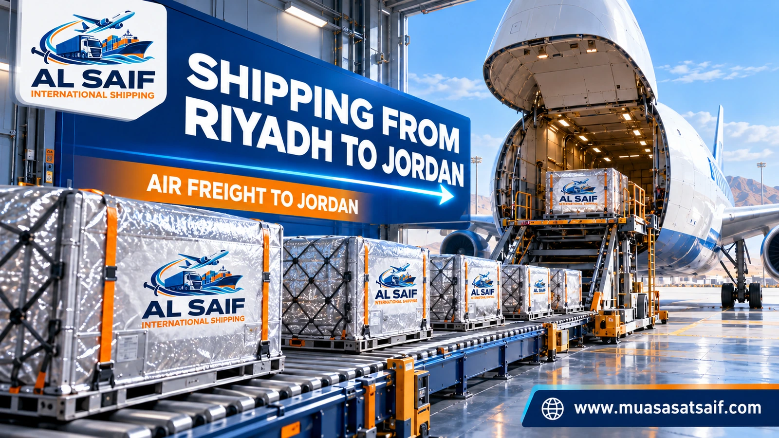 Air freight from King Khalid Airport in Riyadh to Queen Alia Airport — Al Saif