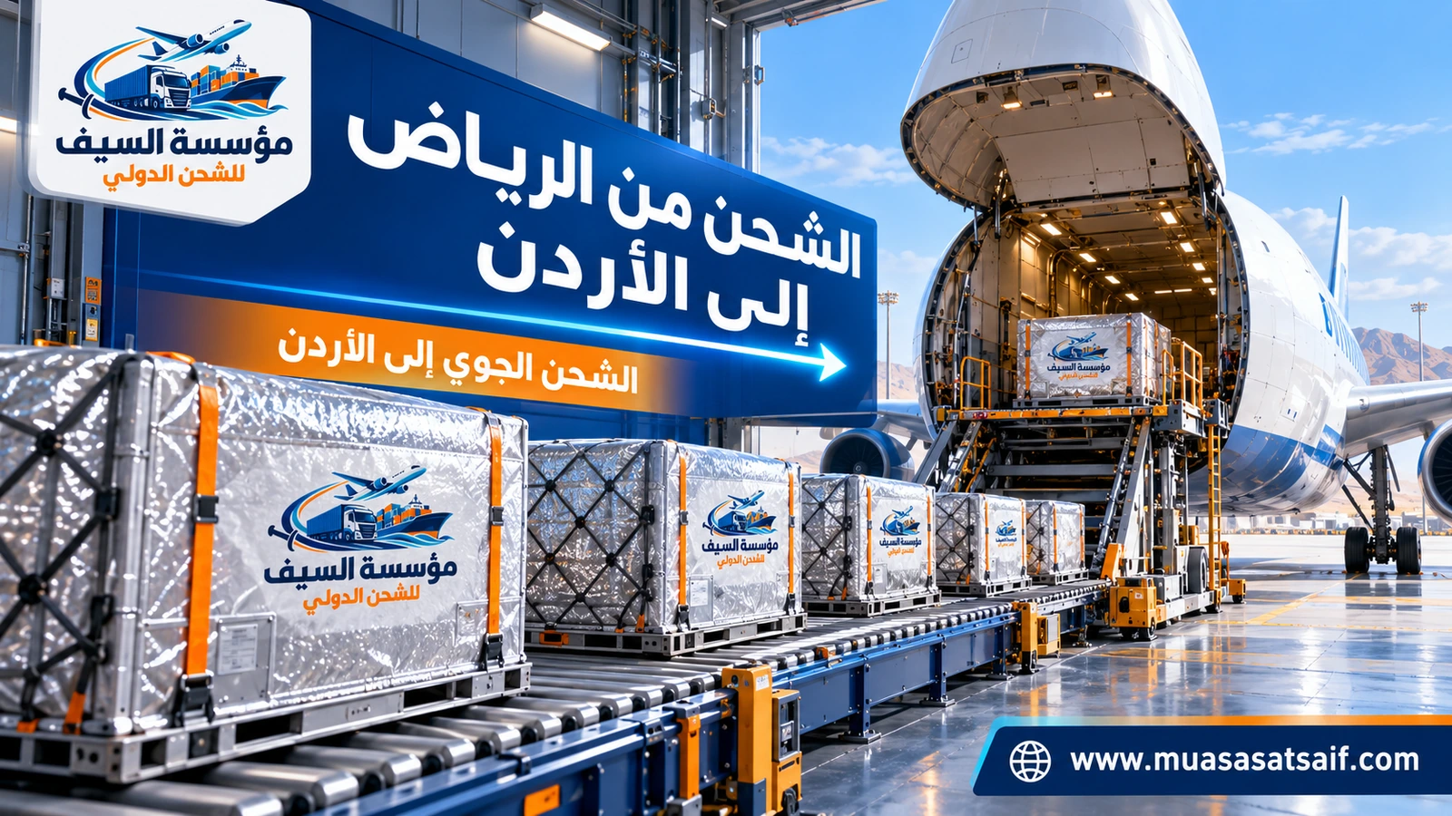 الشحن الجوي من مطار الملك خالد بالرياض إلى مطار الملكة علياء — مؤسسة السيف