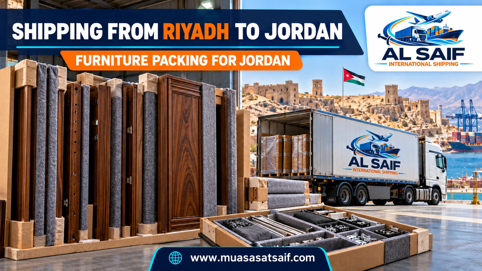 Packing Riyadh furniture before shipping to Jordan — Al Saif