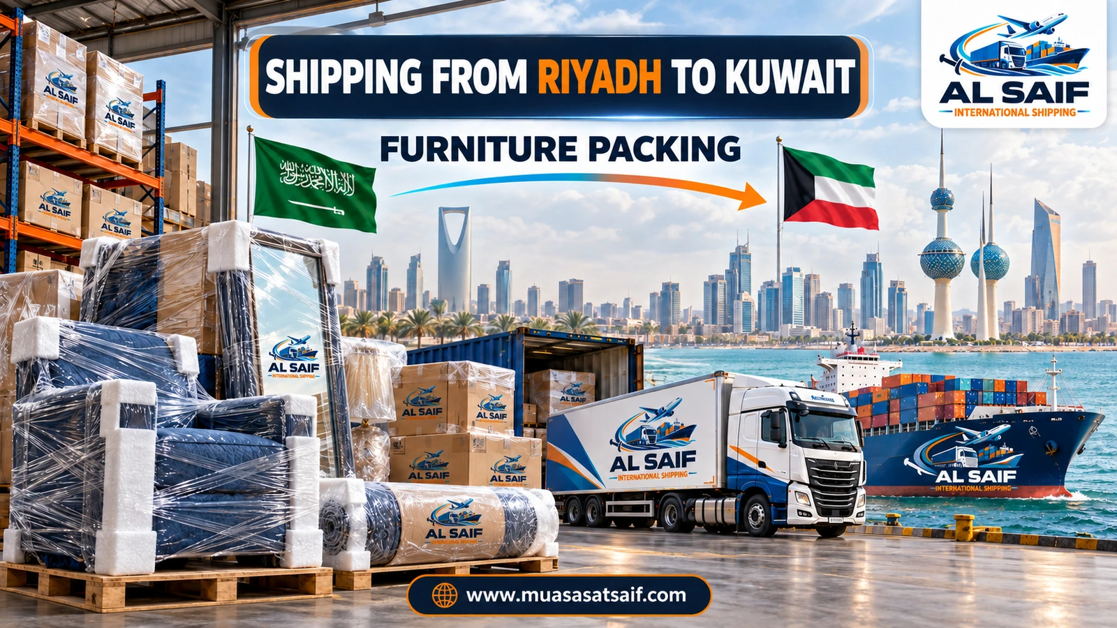 Packing Riyadh furniture before shipping to Kuwait — Al Saif