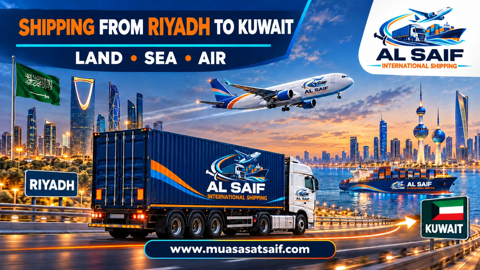 Shipping Company from Riyadh to Kuwait | Home Moving, Cargo & Car Shipping to Kuwait City in 2–3 Days