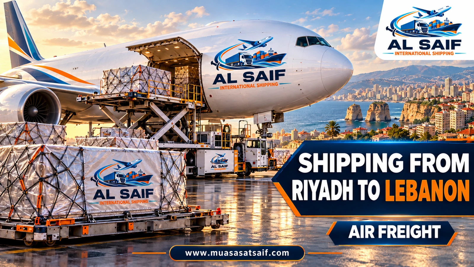 Air freight from King Khalid Airport in Riyadh to Rafic Hariri Airport in Beirut — Al Saif