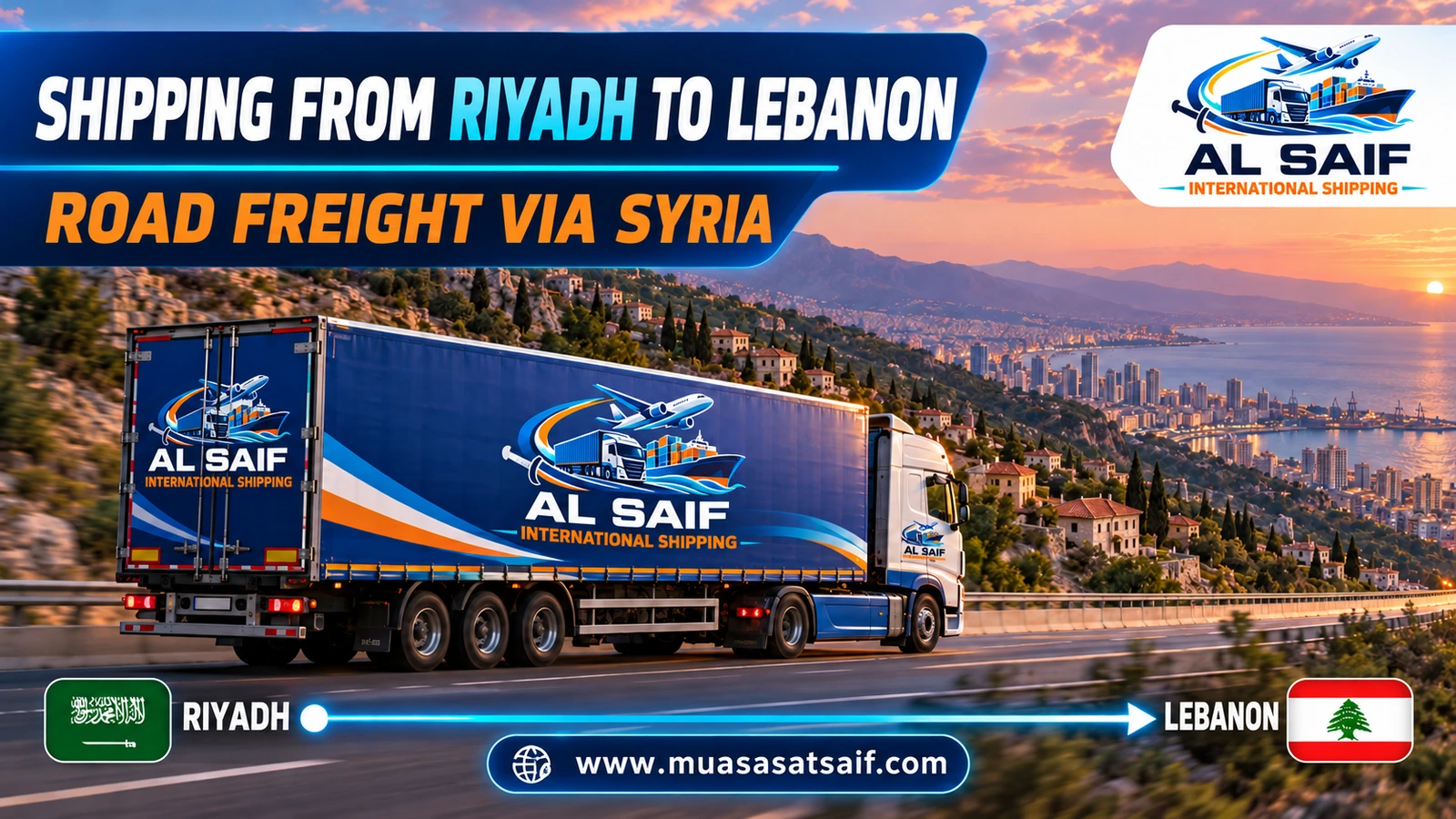 Road freight from Riyadh to Lebanon through the Al Haditha crossing — Al Saif