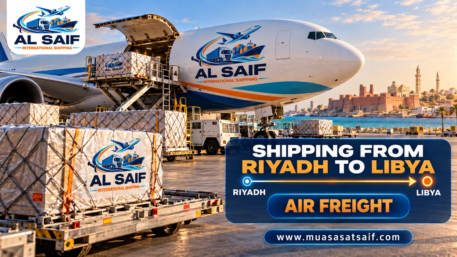 Air freight from King Khalid Airport in Riyadh to Mitiga Airport in Tripoli — Al Saif