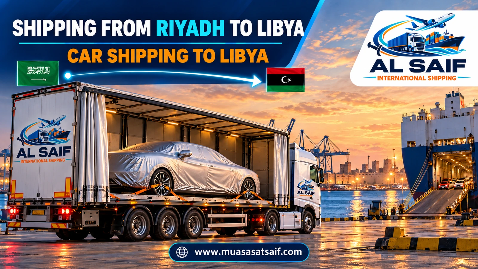 Car shipping from Riyadh to Libya inside a container — Al Saif