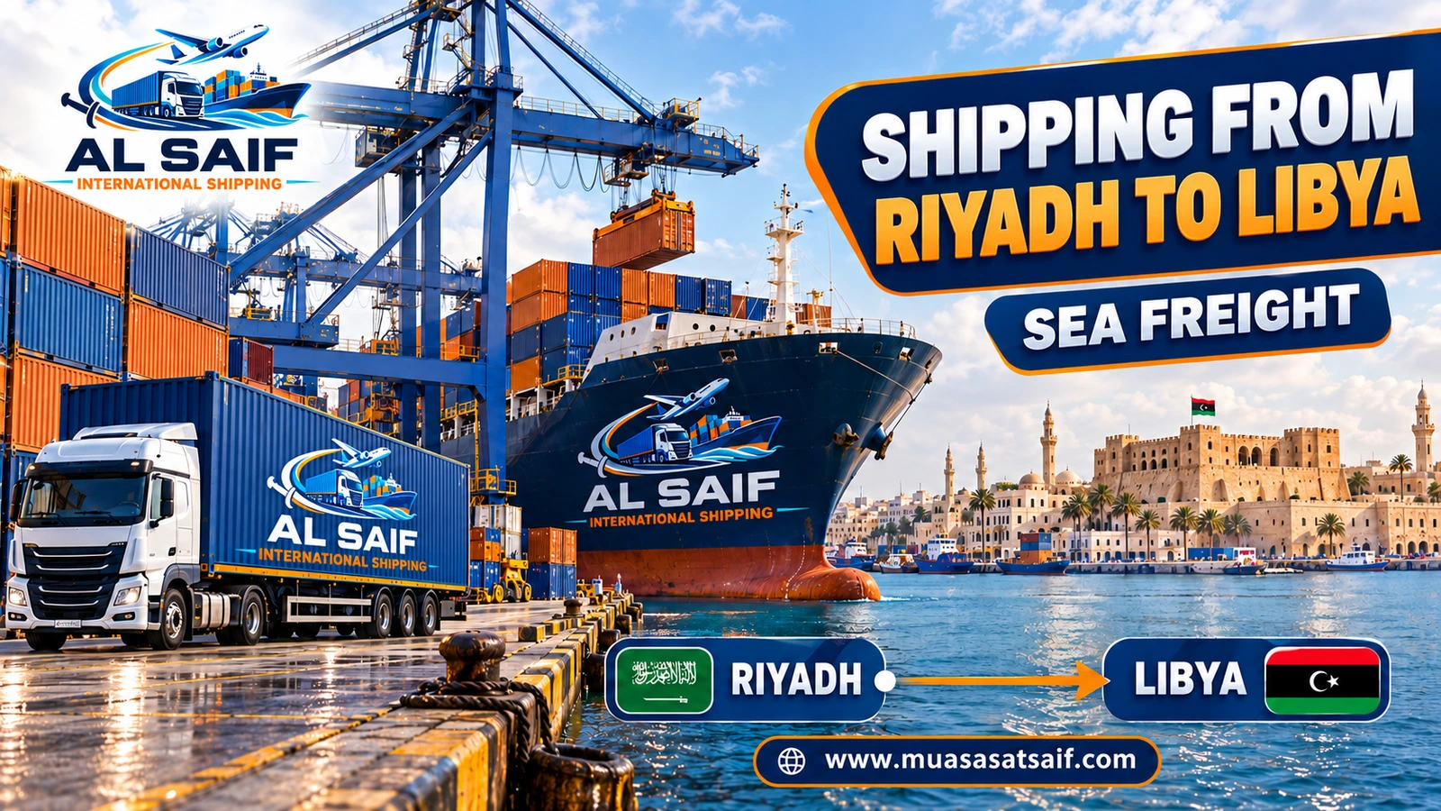 A furniture container from Riyadh via Jeddah Islamic Port to Tripoli port — Al Saif