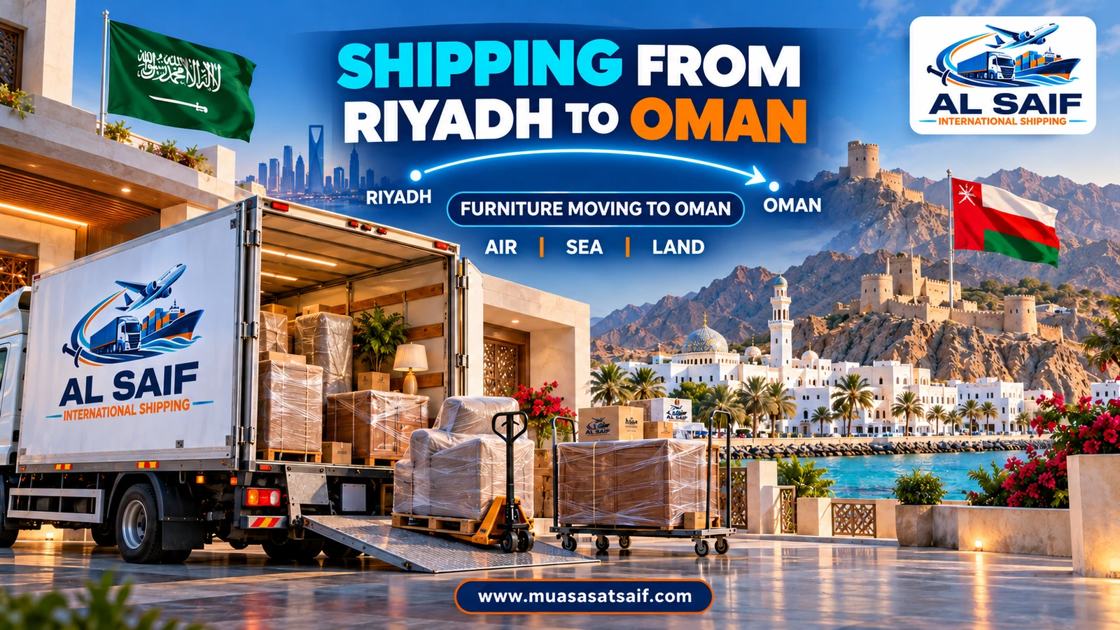 Moving furniture from Riyadh to Muscat in a closed truck — Al Saif