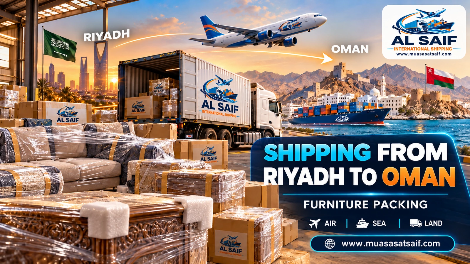 Packing Riyadh furniture before shipping to Oman — Al Saif