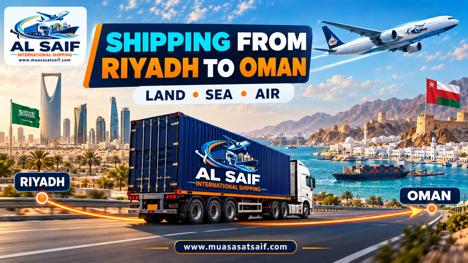Shipping Company from Riyadh to Oman | Furniture Moving, Cargo & Car Shipping to Muscat by Road