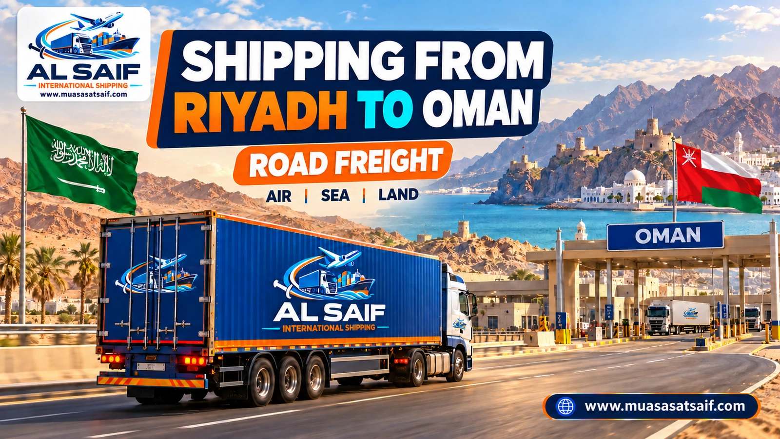 Road freight from Riyadh to Oman via the Empty Quarter crossing — Al Saif