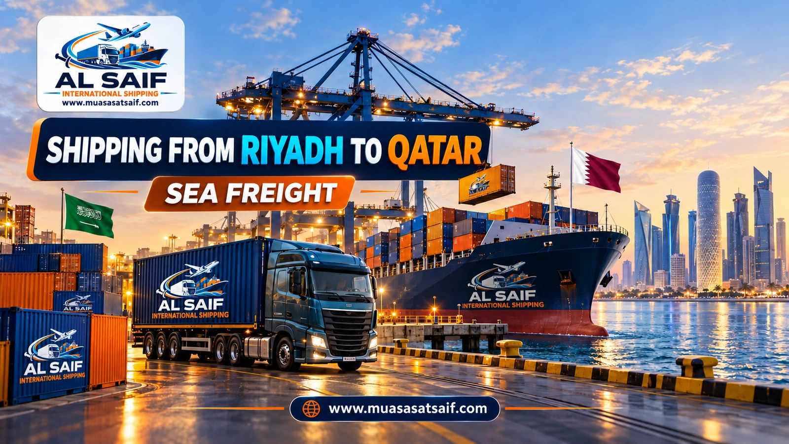 Commercial sea containers from Dammam port to Hamad Port — Al Saif