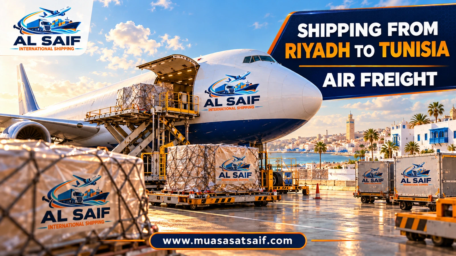Air freight from King Khalid Airport in Riyadh to Tunis–Carthage Airport — Al Saif