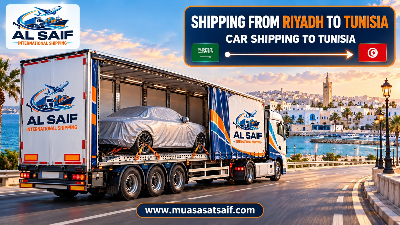 Car shipping from Riyadh to Tunisia inside a container — Al Saif