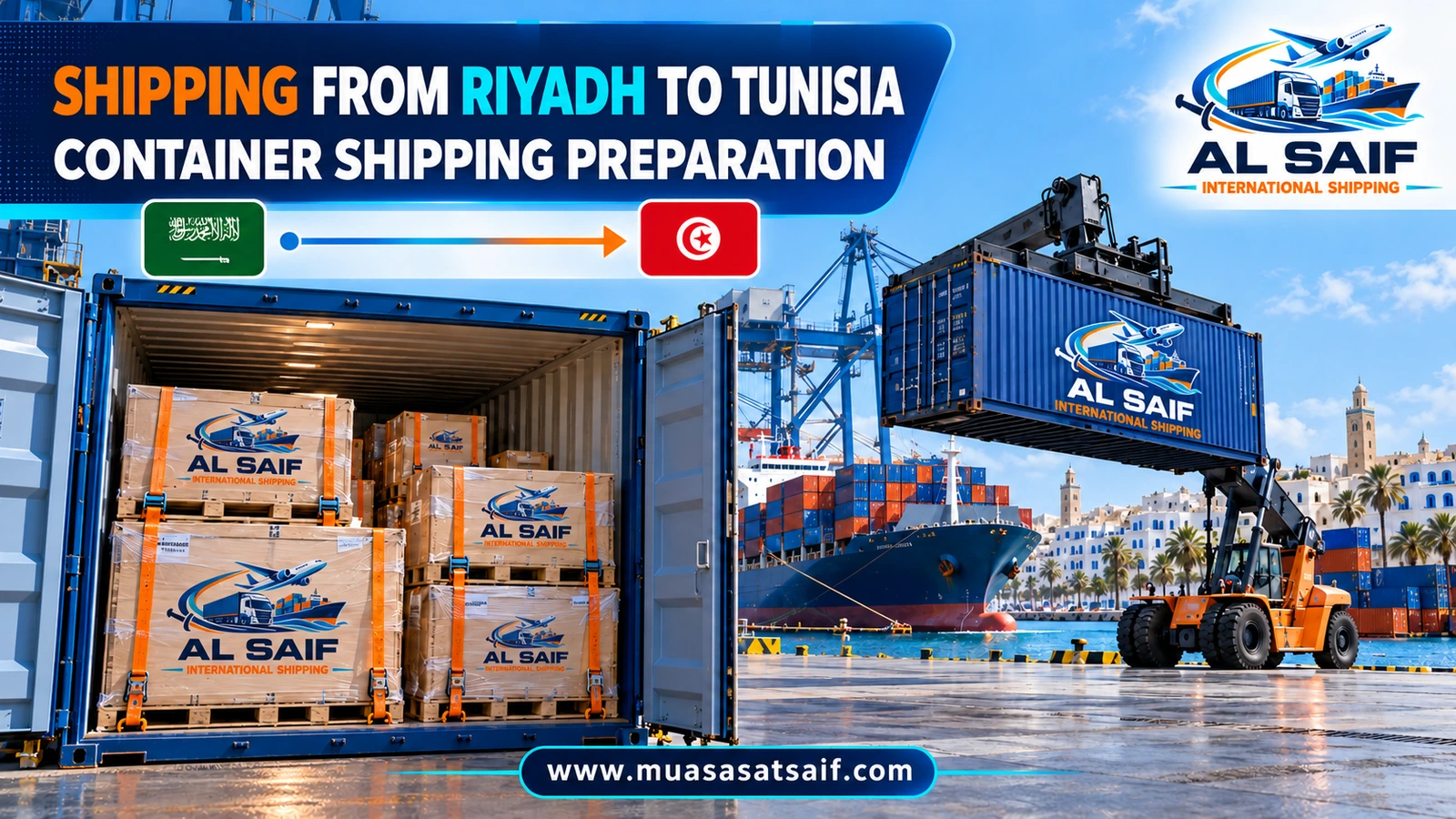 Unloading a container from Riyadh at Rades port and clearing it with Tunisian Customs — Al Saif