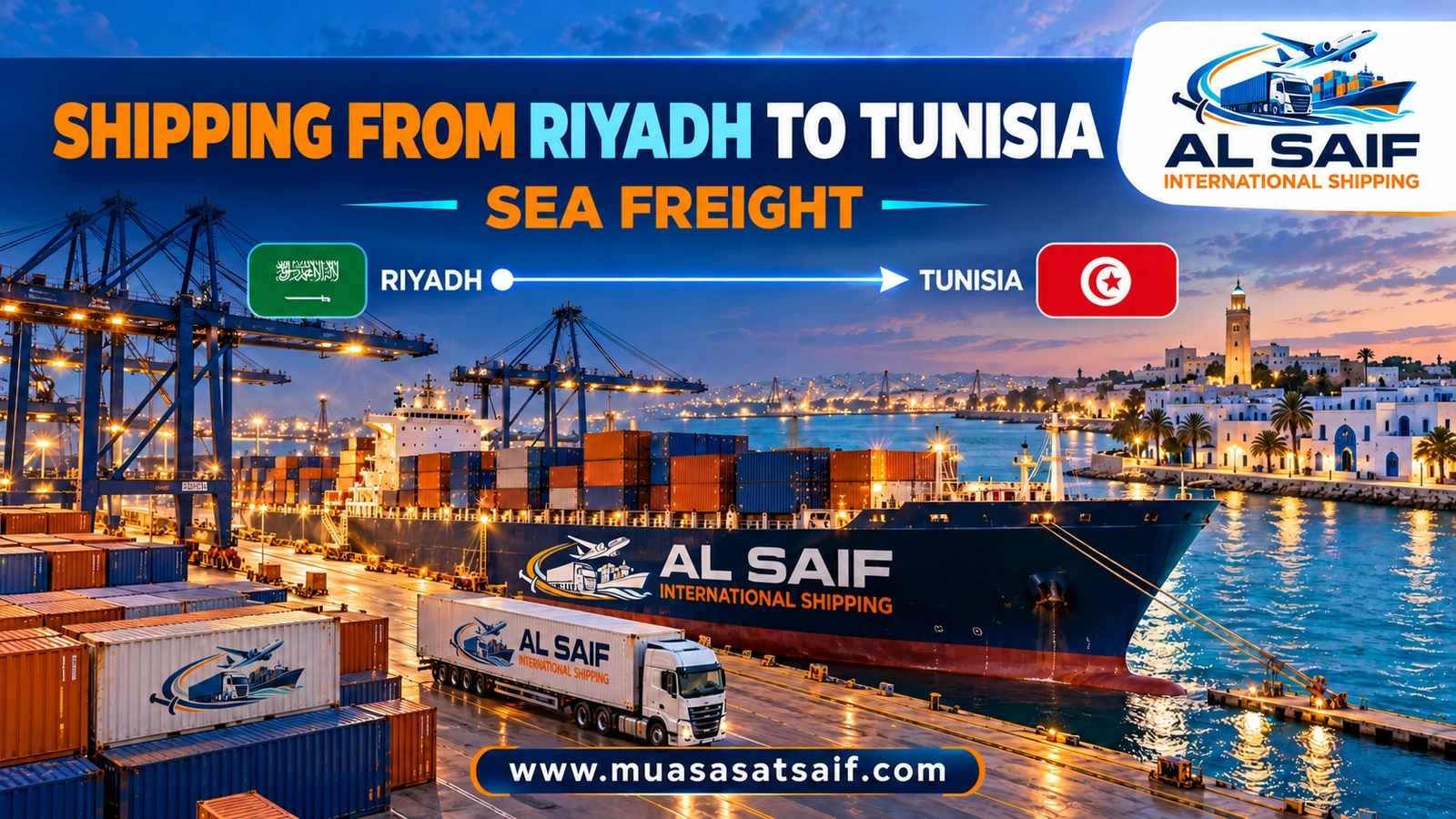 A furniture container from Riyadh via Jeddah Islamic Port to Rades port in Tunisia — Al Saif