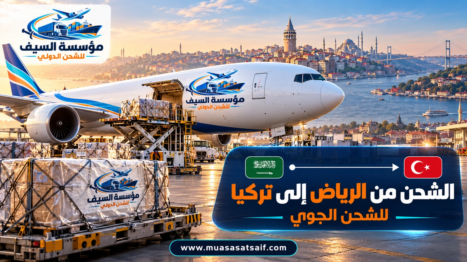 الشحن الجوي من مطار الملك خالد بالرياض إلى مطار إسطنبول — مؤسسة السيف