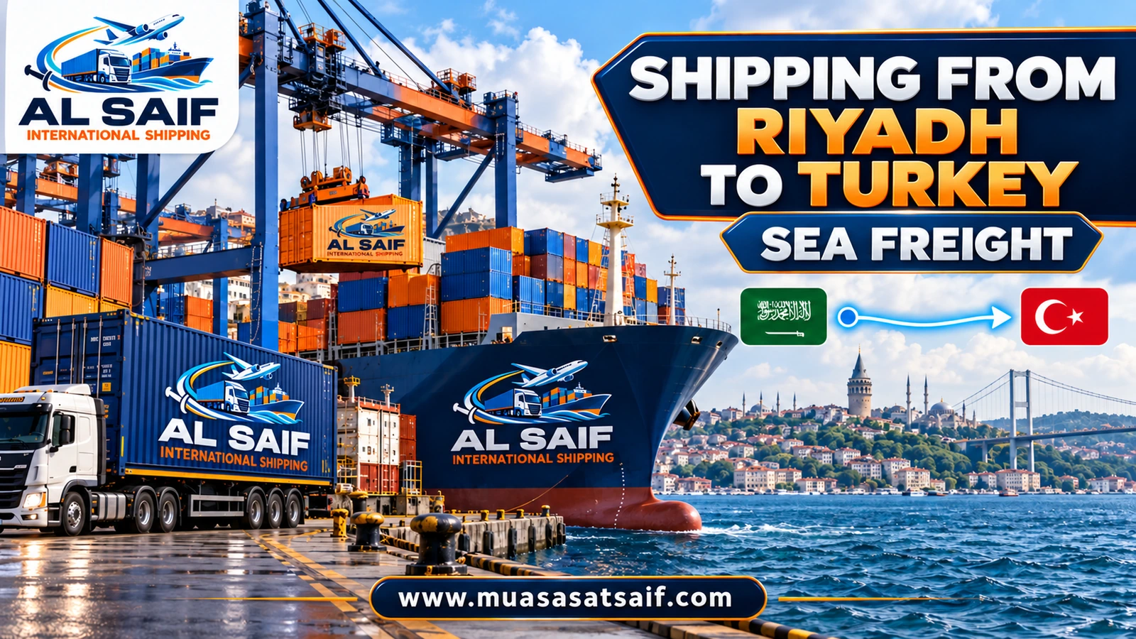 A furniture and car container from Riyadh via Jeddah Islamic Port to Mersin and Istanbul — Al Saif