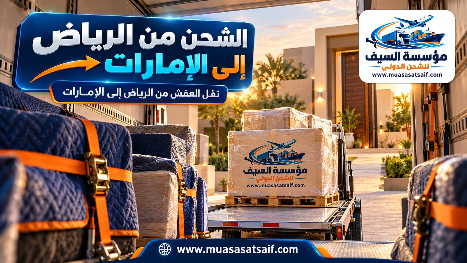 نقل العفش من الرياض إلى دبي وأبوظبي — مؤسسة السيف