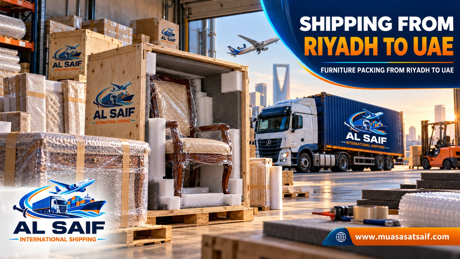 Packing furniture before shipping from Riyadh to the UAE — Al Saif