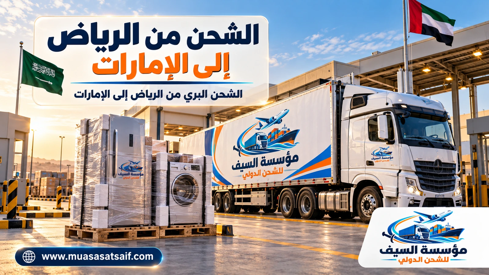 الشحن البري من الرياض إلى الإمارات عبر منفذ البطحاء — مؤسسة السيف