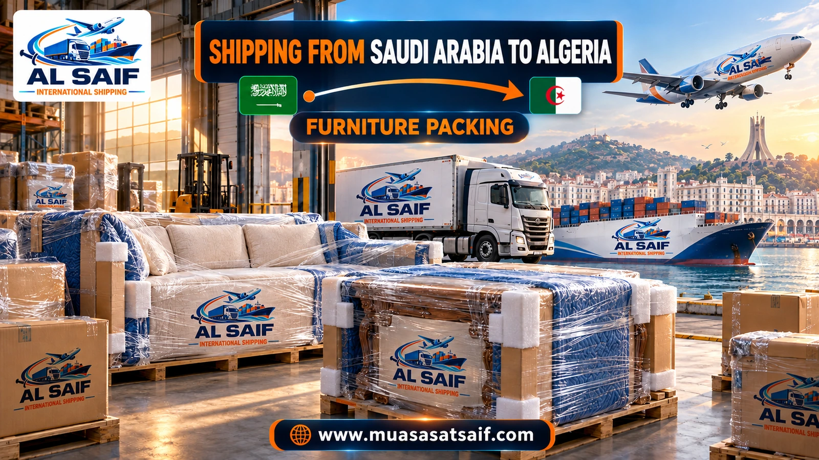 Packing household furniture in Saudi Arabia before shipping to Algeria — Al Saif